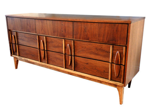 Unique Nine Drawer Walnut Dresser