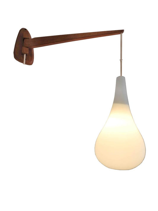 Danish Modern White Teardrop Wall Pendant