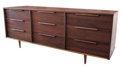 Nine Drawer Walnut Dresser