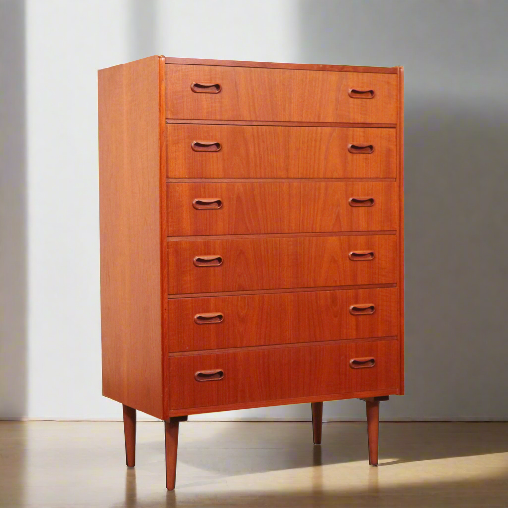 Danish Teak High Boy Dresser