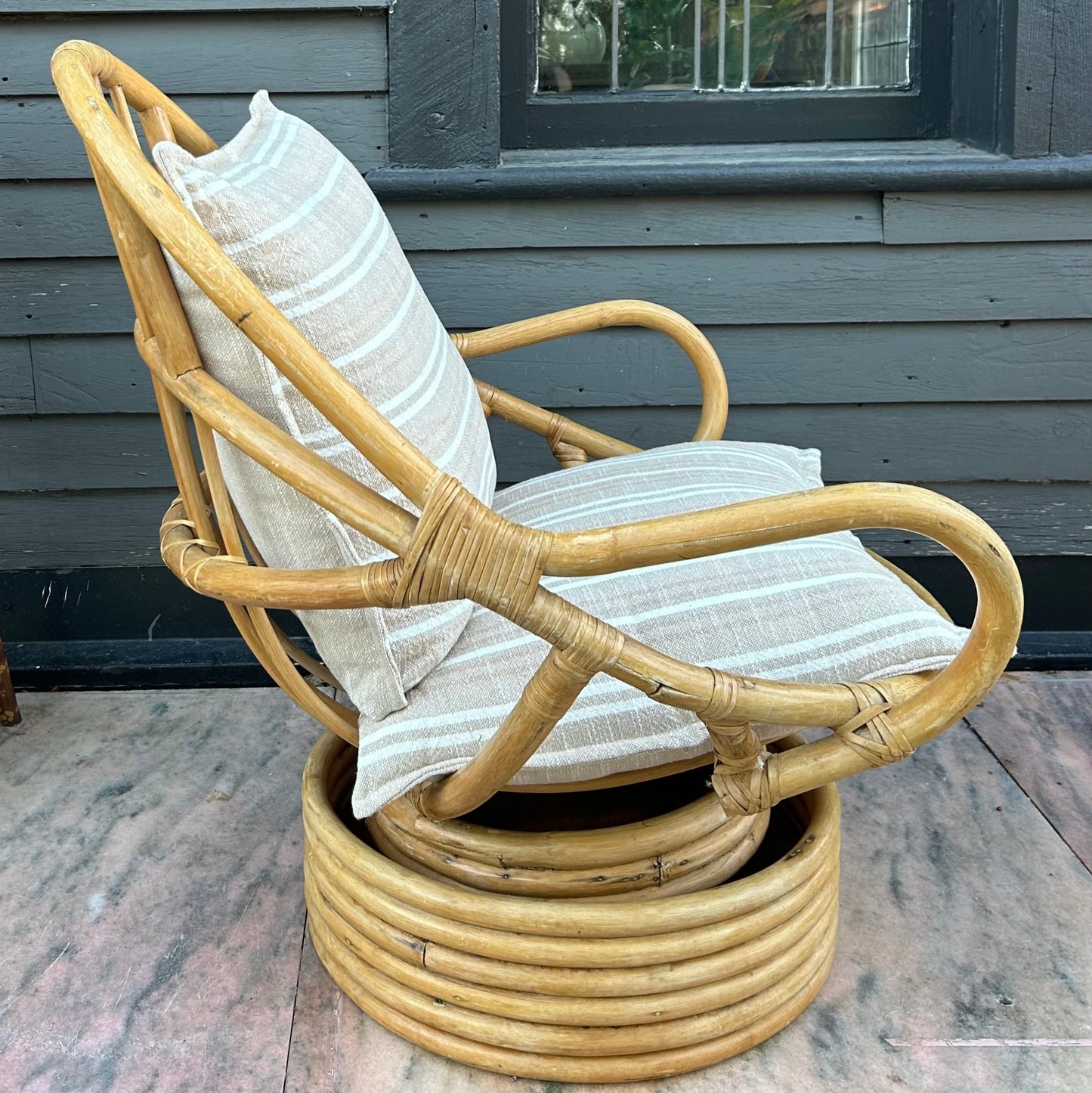 Vintage Rattan Swivel Lounge Chairs