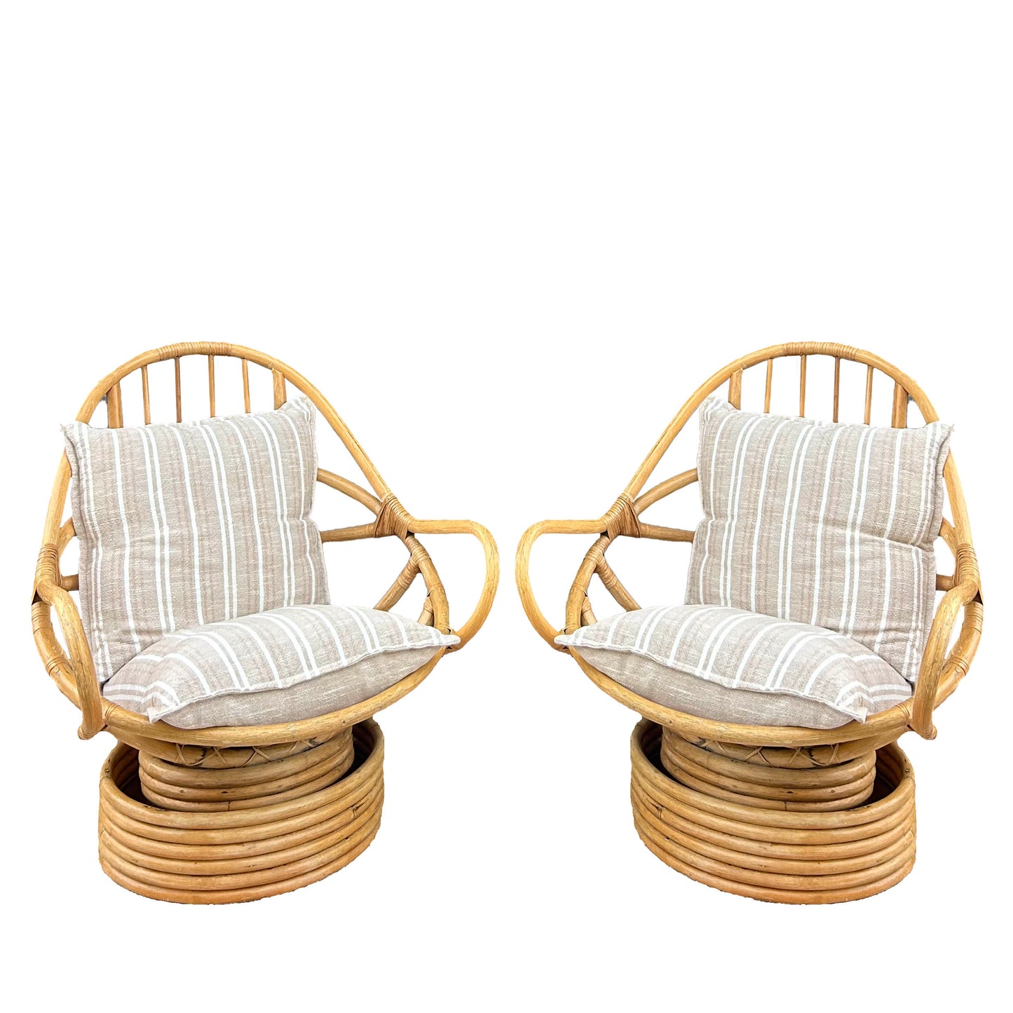 Vintage Rattan Swivel Lounge Chairs