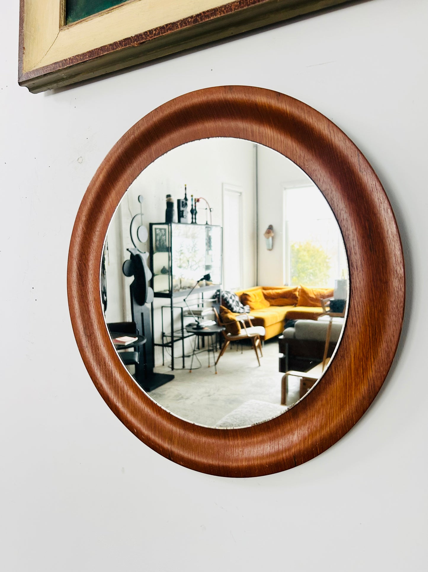 Round Danish Teak Mirror