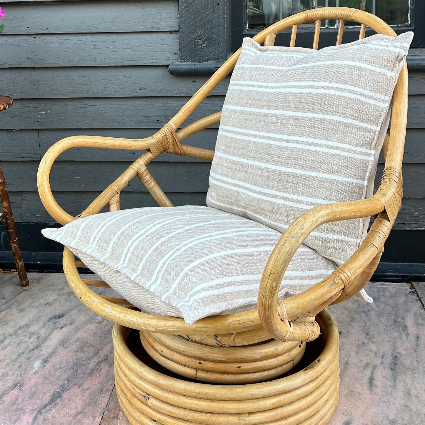 Vintage Rattan Swivel Lounge Chairs