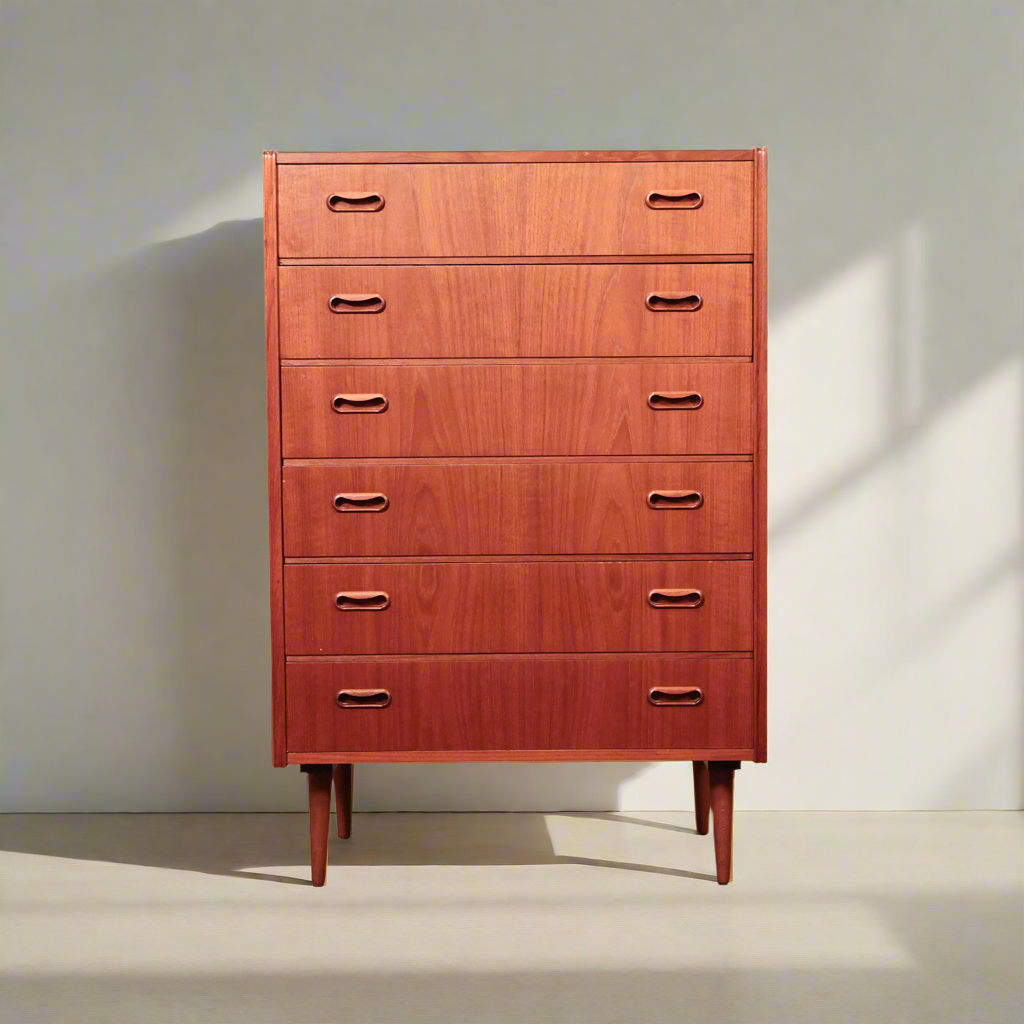 Danish Teak High Boy Dresser