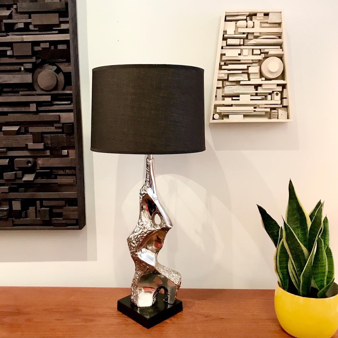 Silvered Brutalist Laurel Lamp