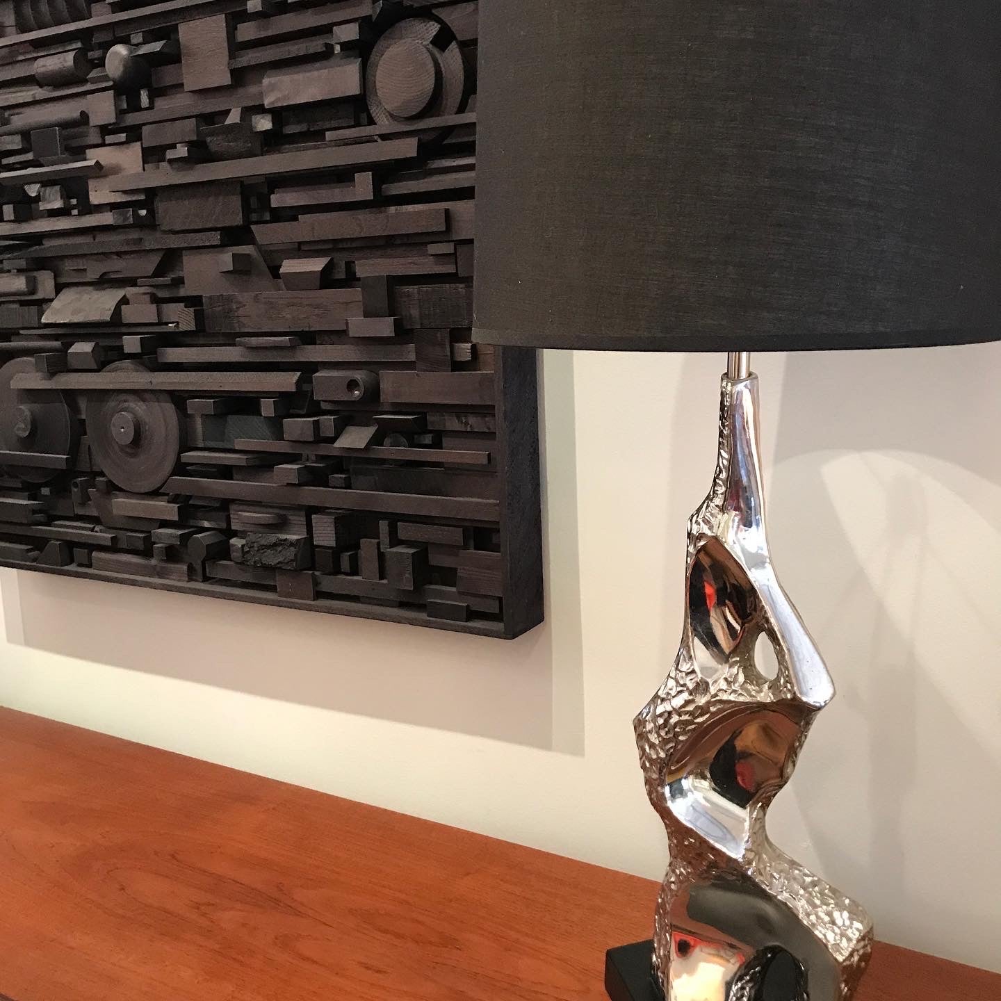 Silvered Brutalist Laurel Lamp