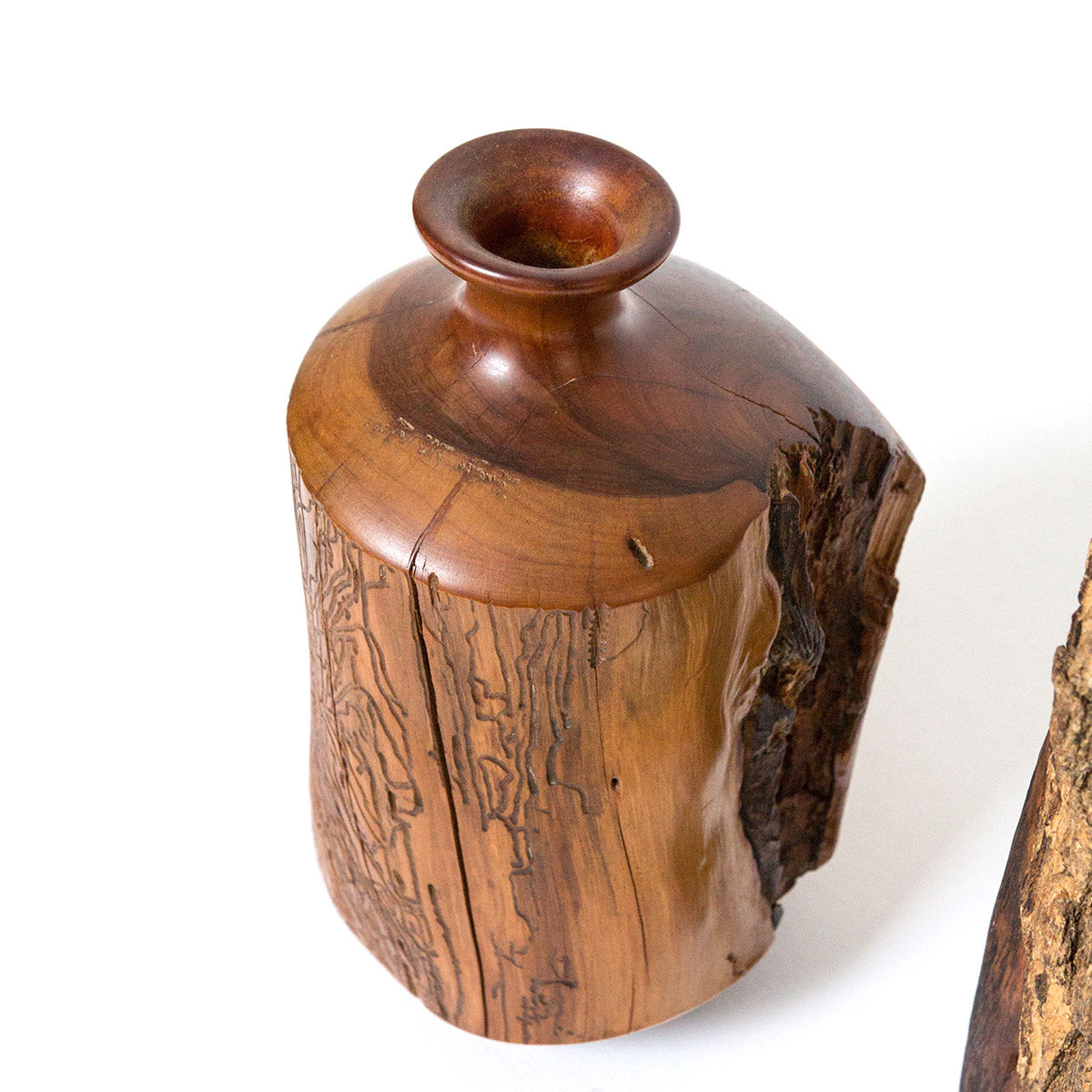1970s Hand Carved Bud Vases