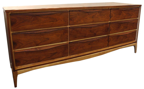 Nine Drawer Walnut Dresser