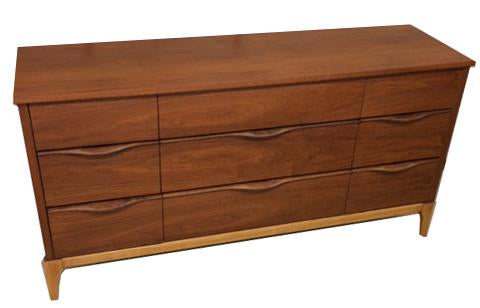 1960s Nine Drawer Walnut Dresser
