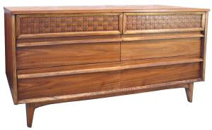 1950s Walnut and Mahogany Dresser