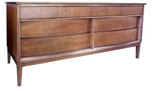 1950s Seven Drawer Walnut and Birch Dresser: SOLD