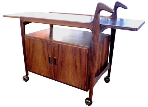 Danish Modern Rosewood Bar Cart by Falster