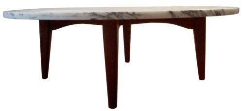 Marble and Teak Coffee Table