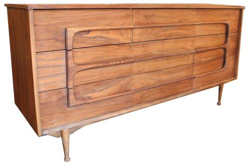 Walnut Dresser, Hand Carved Facade