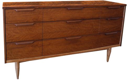 Mid Century Nine Drawer Walnut Dresser