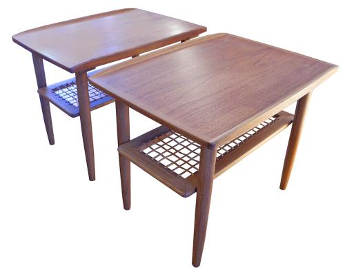 1960s Teak and Cane Side Table