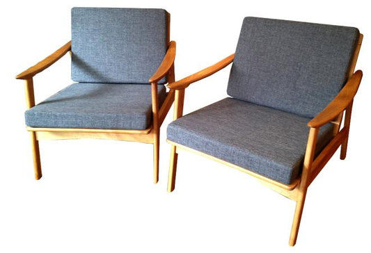 Pair of Mid Century Birch Lounge Chairs