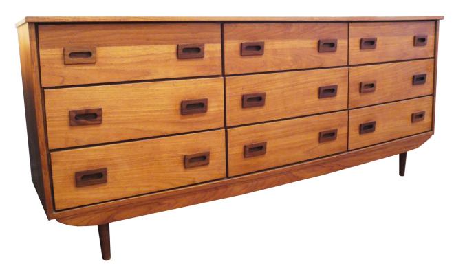 1960s Teak Nine Drawer Dresser