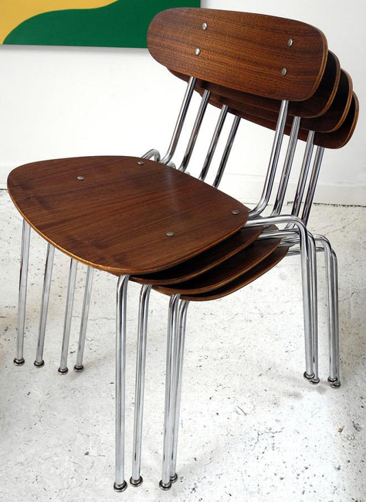 Walnut Ply Stacking Chairs