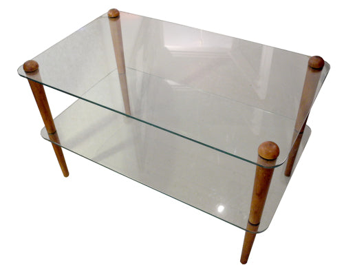 Glass and Teak Side Table