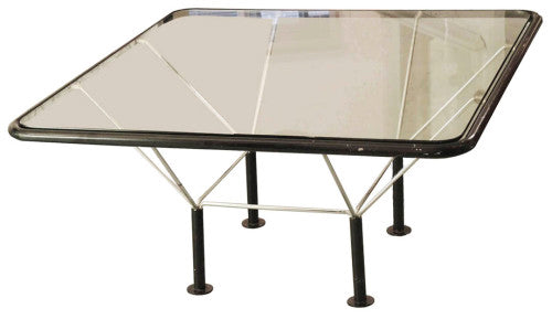 Glass and Steel Coffee Table