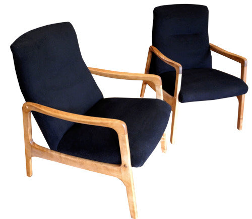 Pair of High Back Lounge Chairs