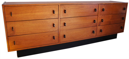 Mid Century Teak Nine Drawer Dresser