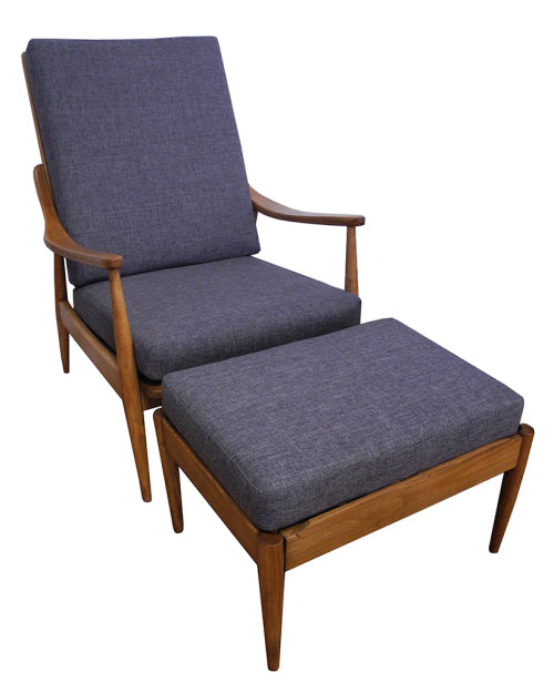 Mid Century Teak Lounge Chair and Ottoman