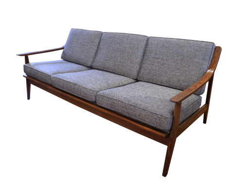 Mid Century Three Seater Walnut Sofa