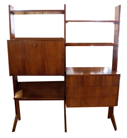 Mid Century Walnut Wall Unit