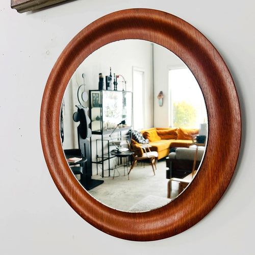 Round Danish Teak Mirror