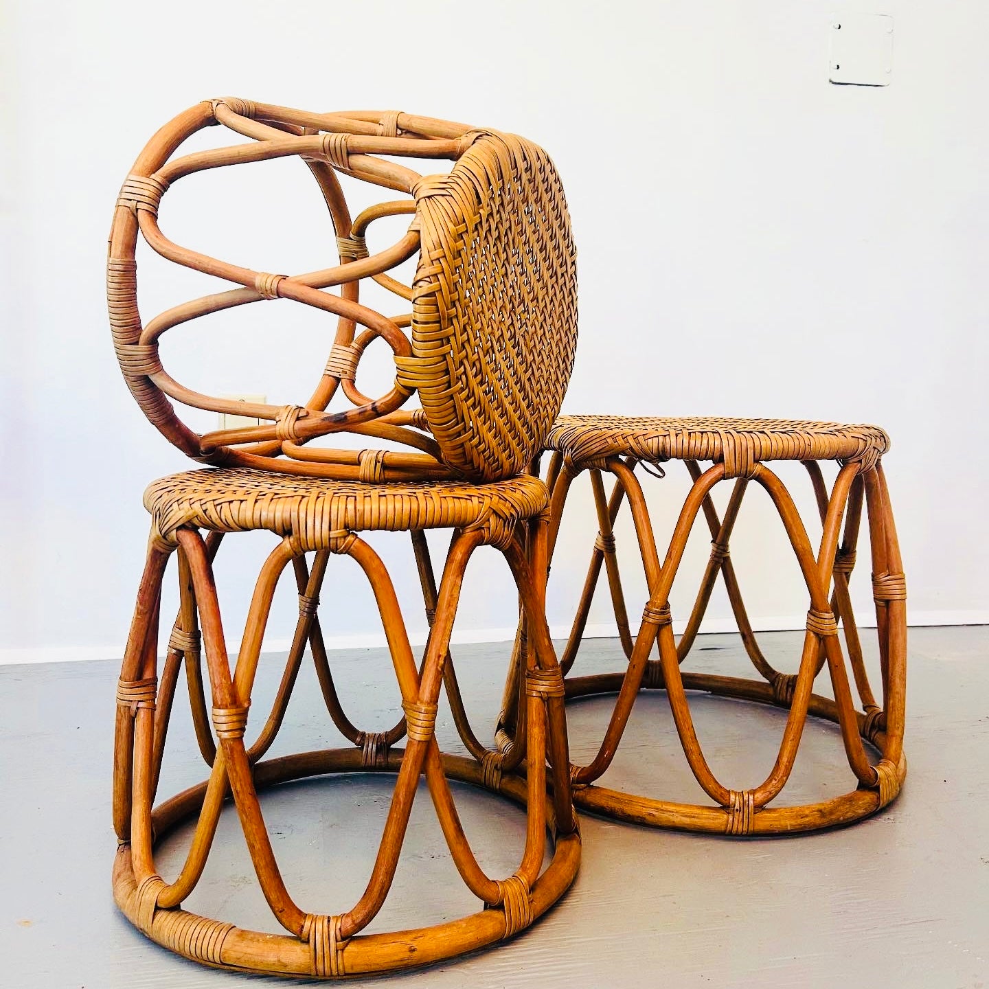 Vintage Rattan Nesting Tables