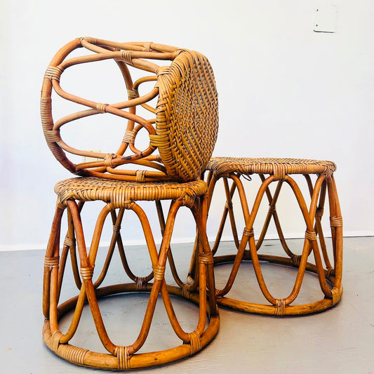 Vintage Rattan Nesting Tables