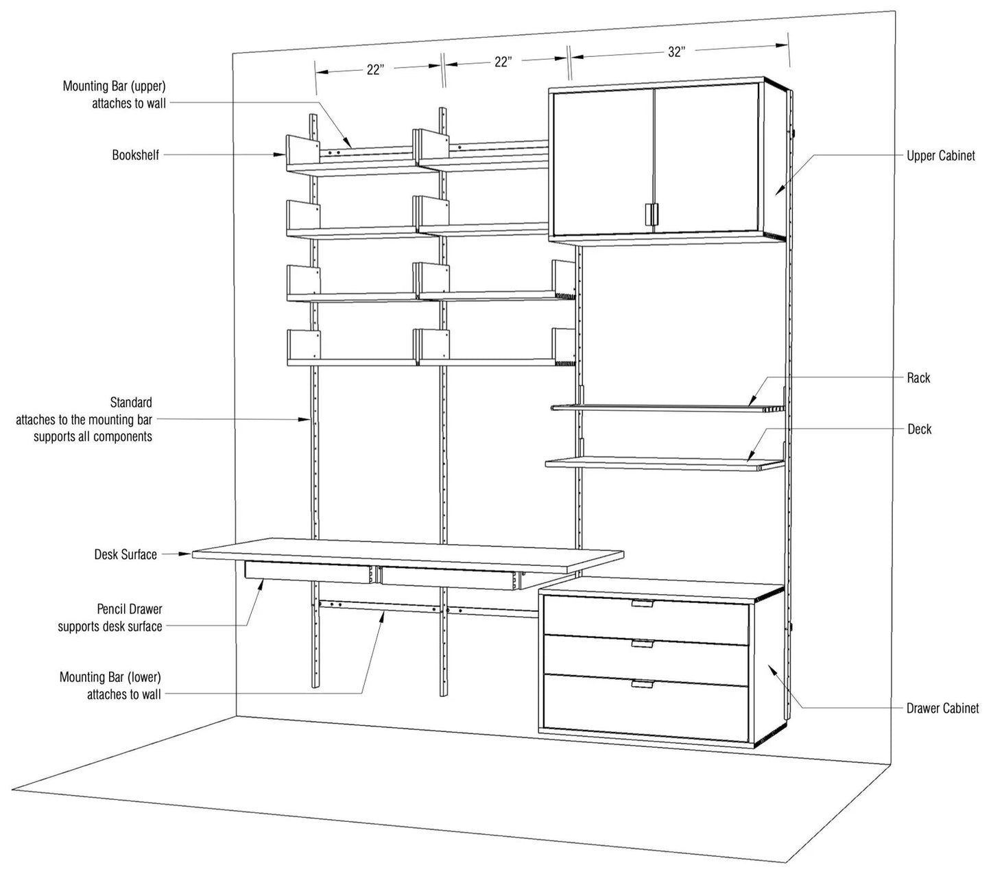 Atlas Industies Oak Wall Unit