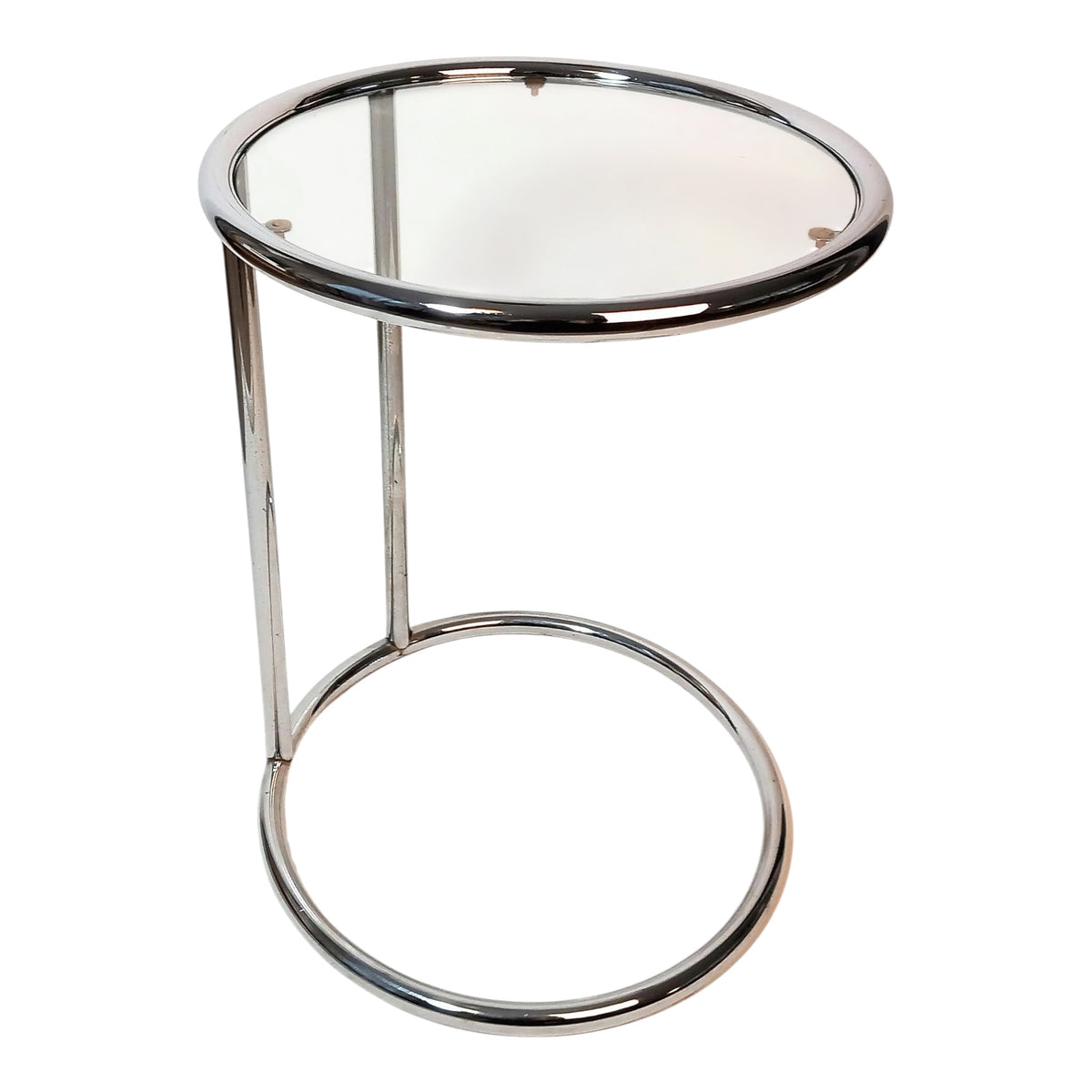 Eileen Grey Style Glass & Chrome Side Tables